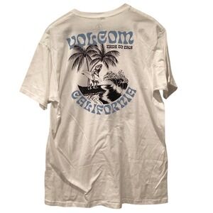 Volcom California Graphic T-Shirt Mens Large White Surfing NWT